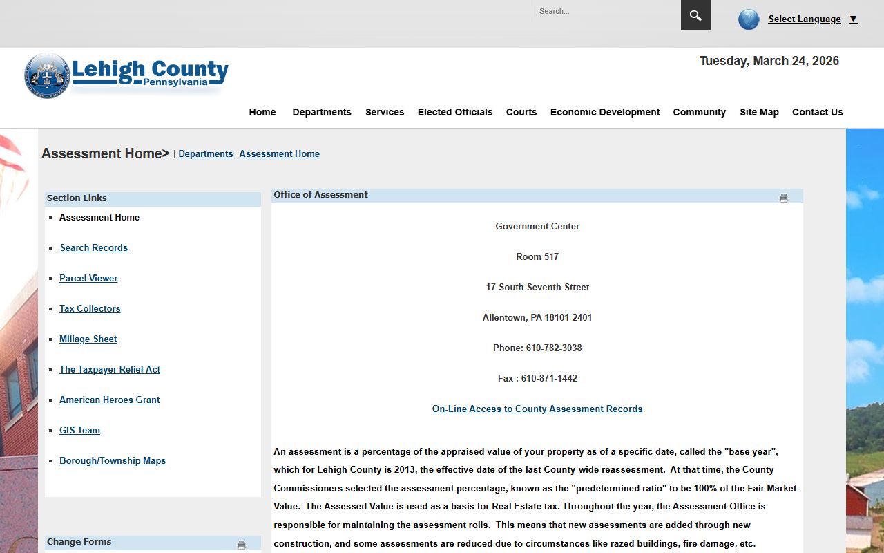 Allentown Lehigh County assessment office supporting deed records research