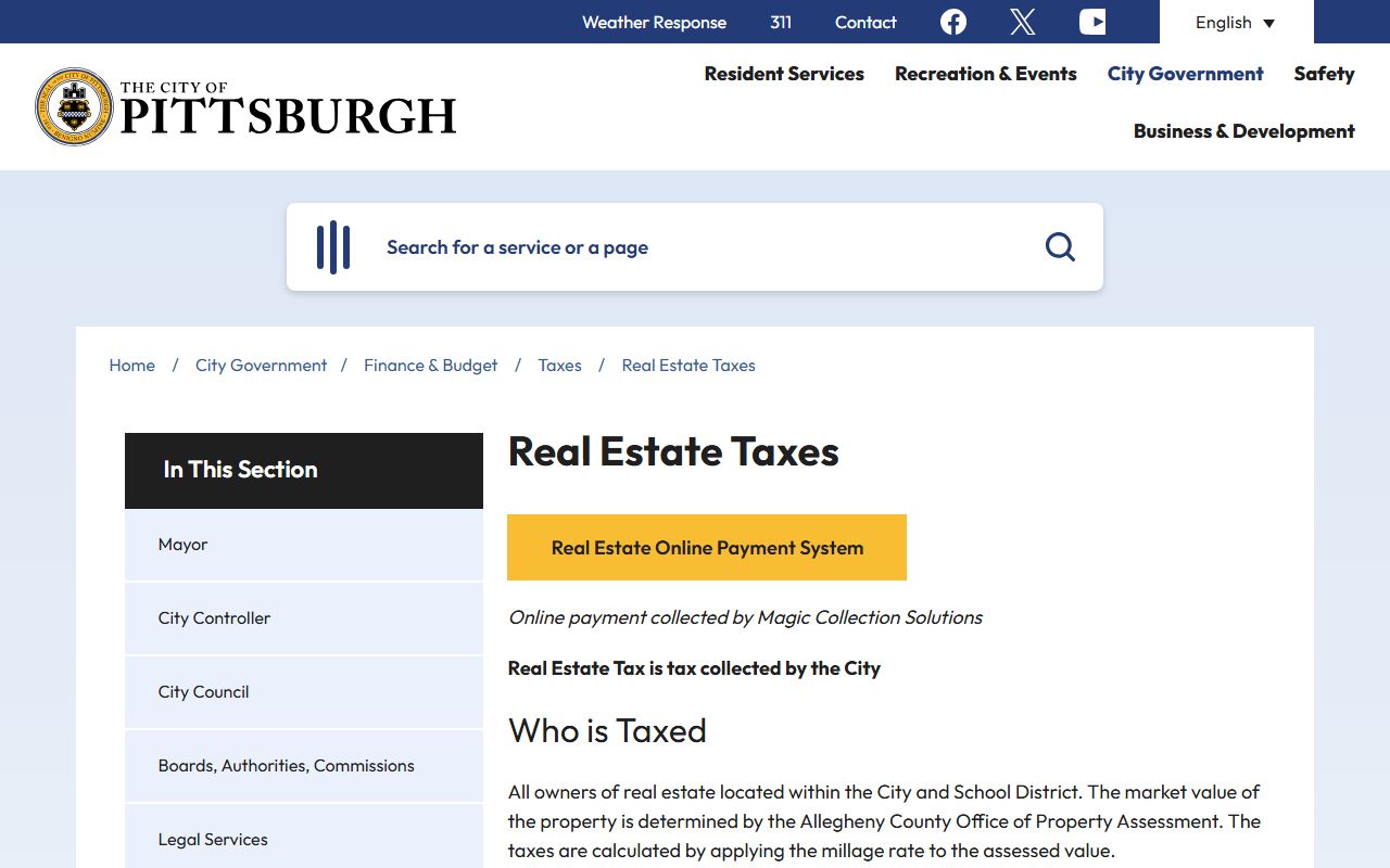 Pittsburgh real estate taxes information related to deed records