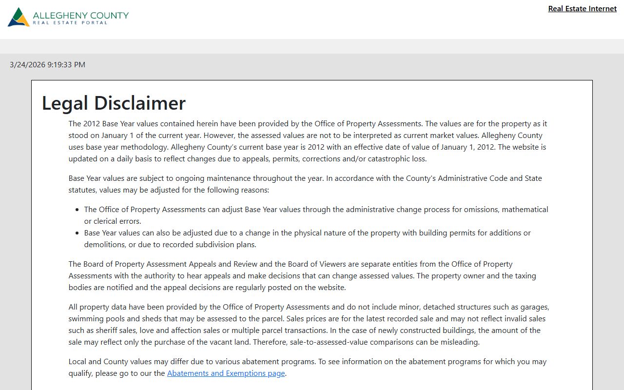 Allegheny County deed records real estate search portal screenshot