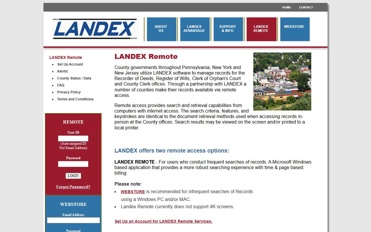 LANDEX remote access portal for Blair County deed records and land document search
