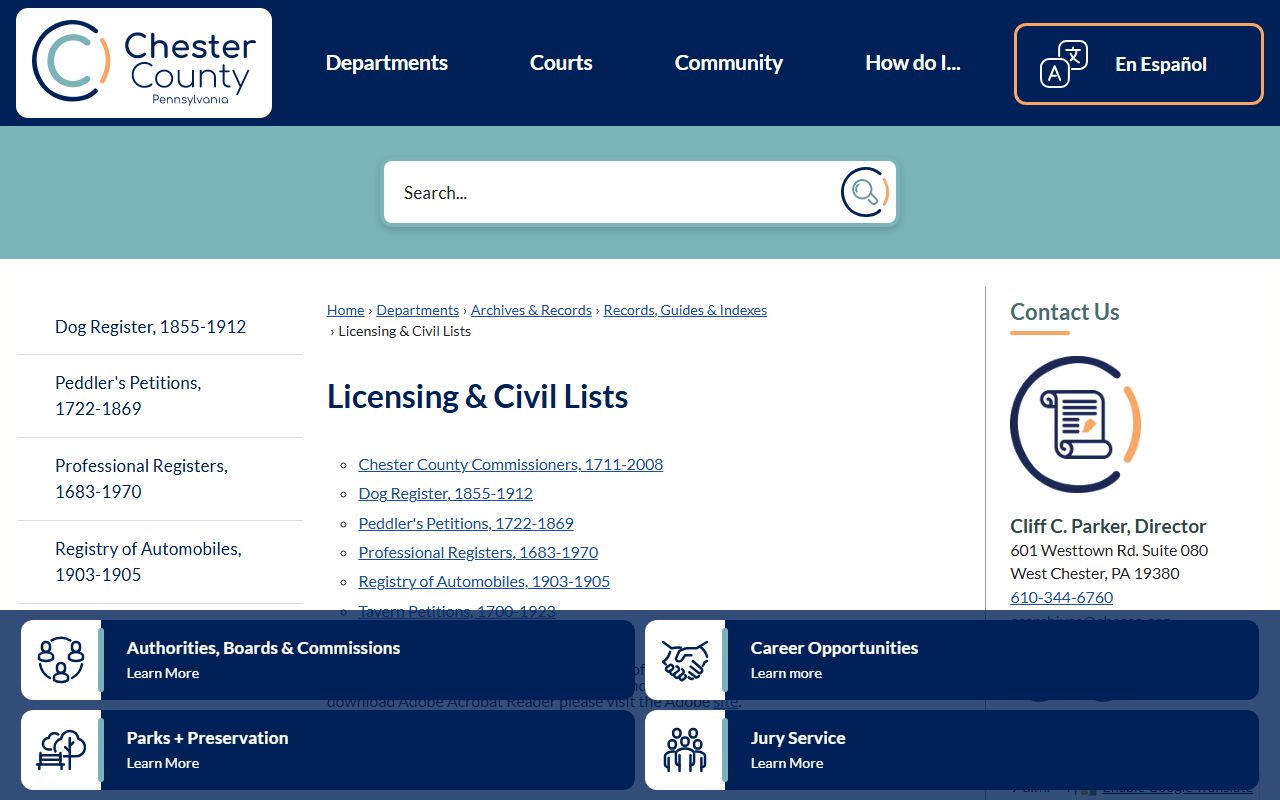 Chester County online deed search portal for property records