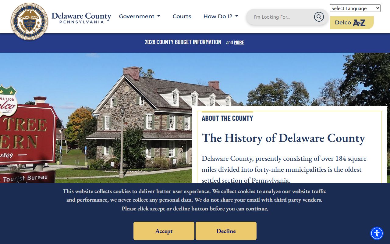 Delaware County official website with deed records and property search