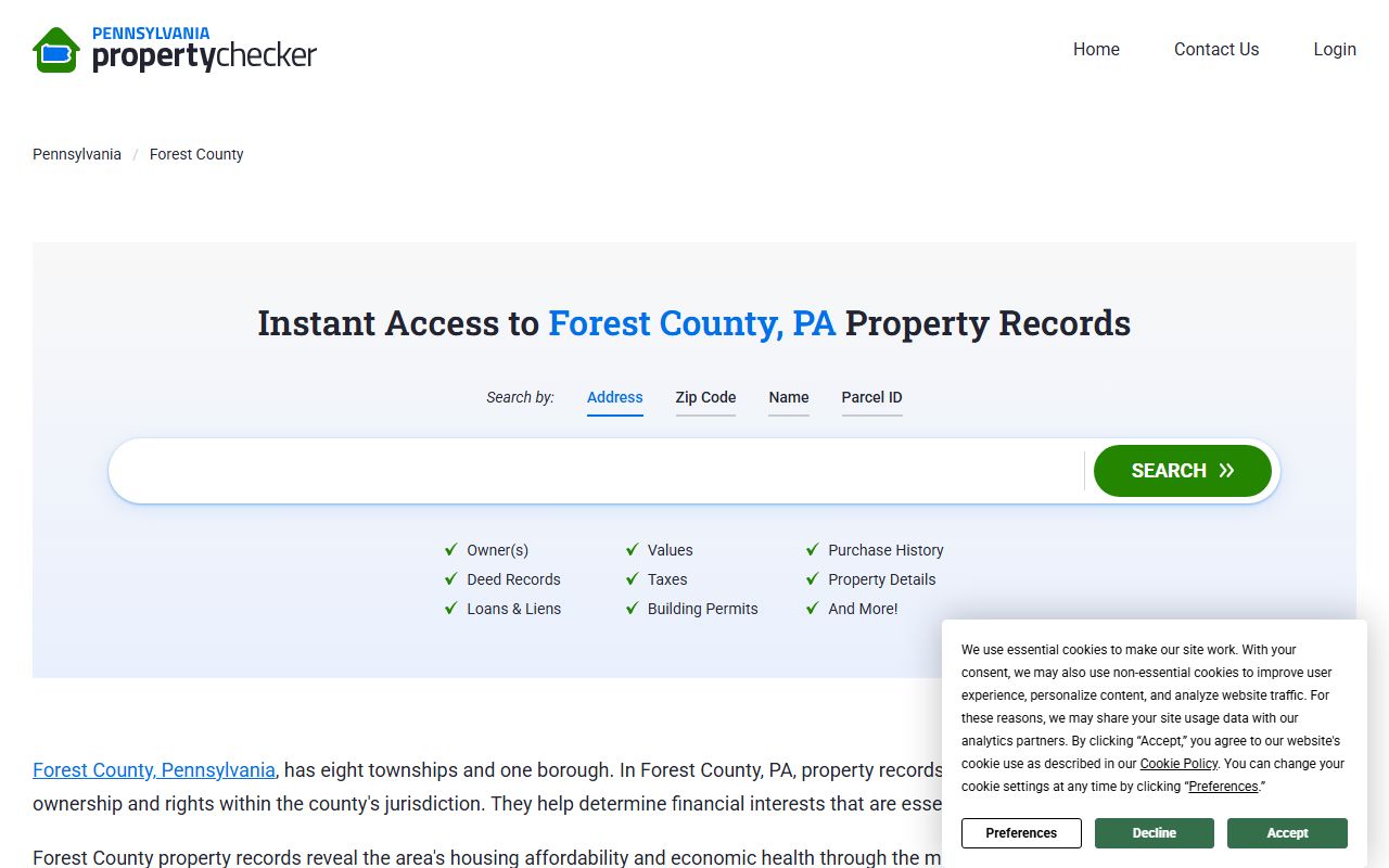 Forest County property records search for deed documents