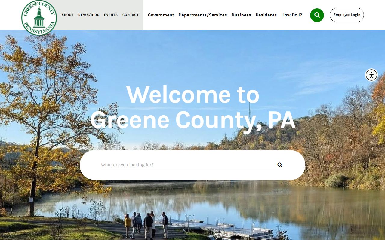 Greene County homepage with links to deed records and recorder office