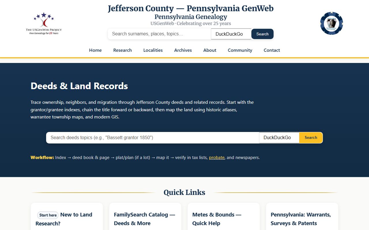 Jefferson County deed research guide with grantor grantee index information