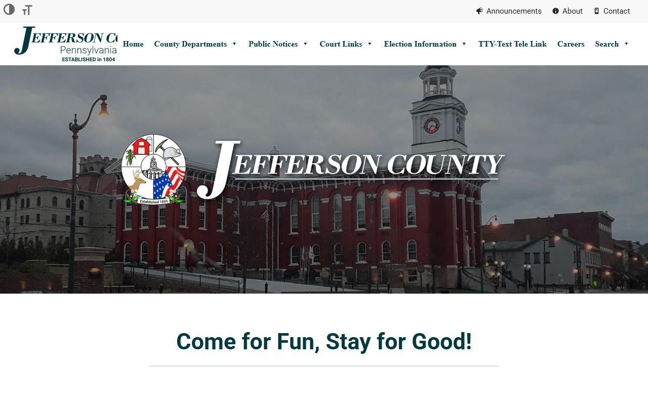 Jefferson County homepage with links to Register Recorder and deed records