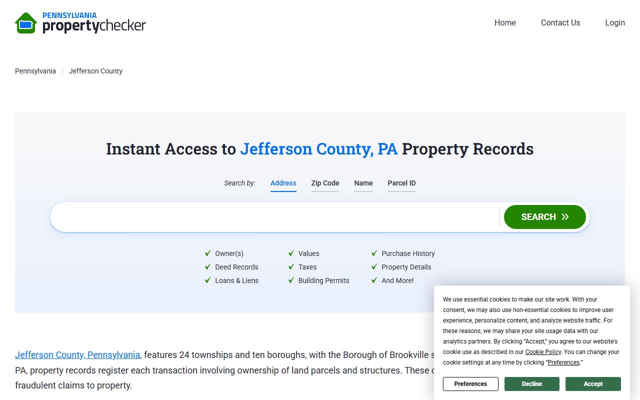 Jefferson County property records search through INFOCON access system
