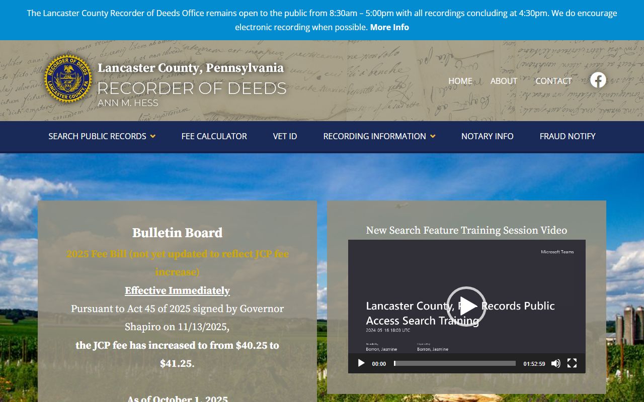 Lancaster County deed records website at lancasterdeeds.com