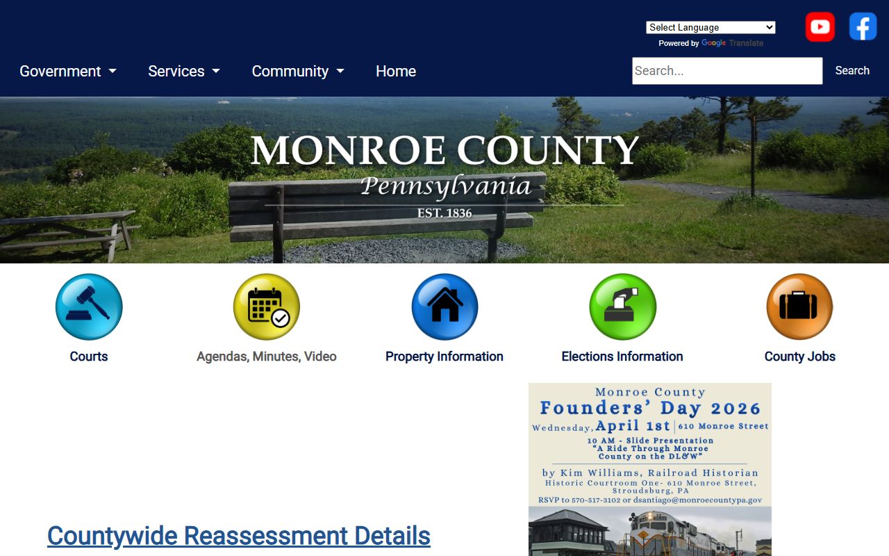 Monroe County official website with recorder of deeds and deed records links for Pocono properties