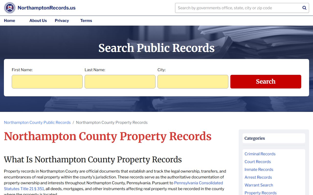 Bethlehem deed records Northampton County property records portal