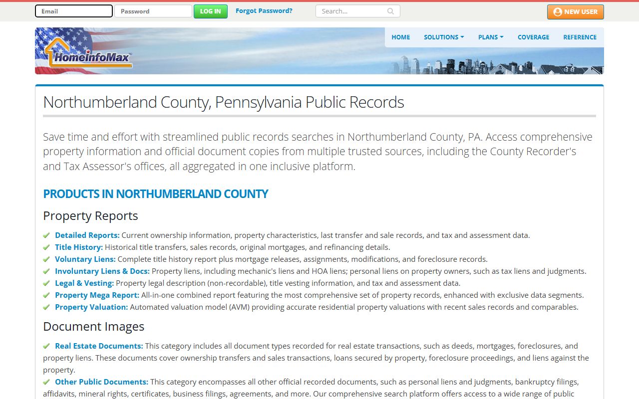 Northumberland County public property and deed records search