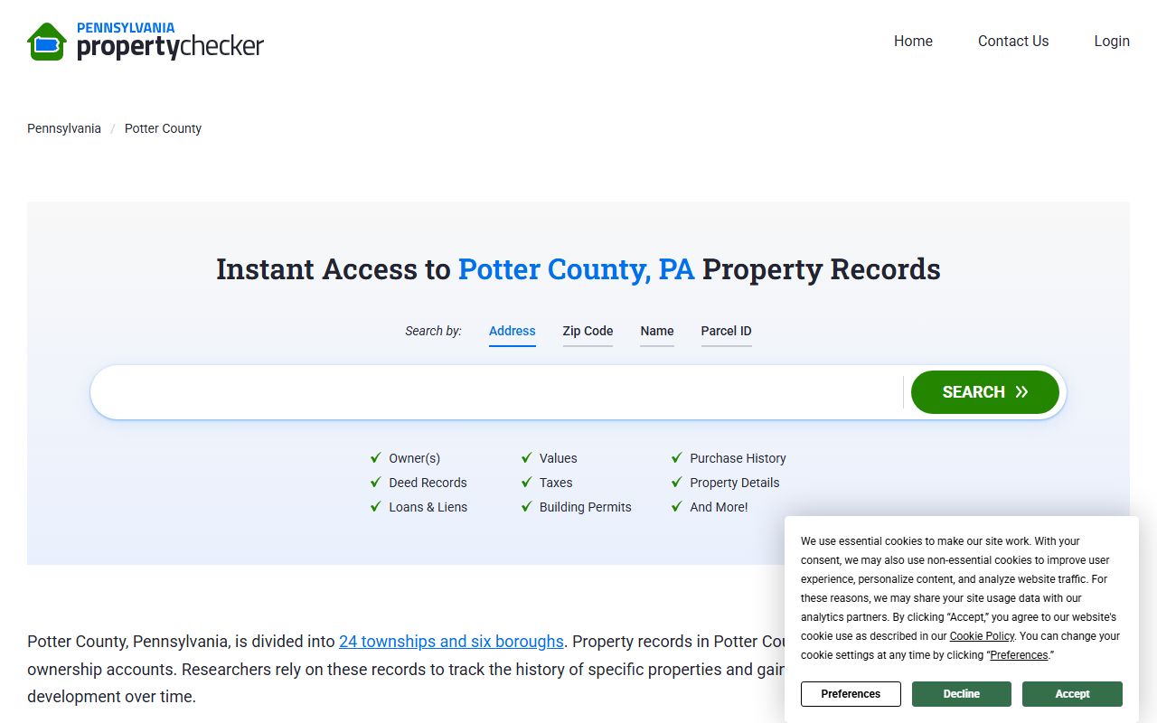 Potter County property and deed records overview