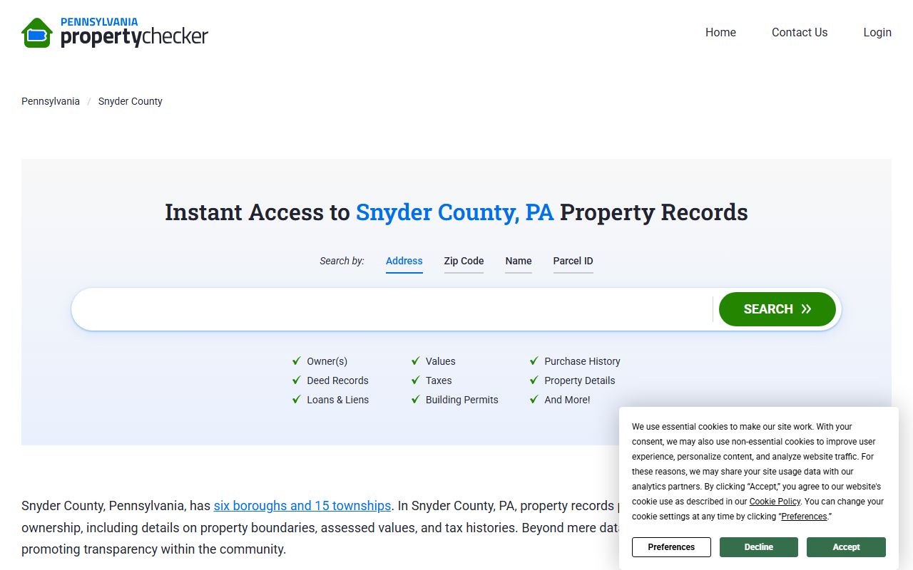 Snyder County property and deed records database