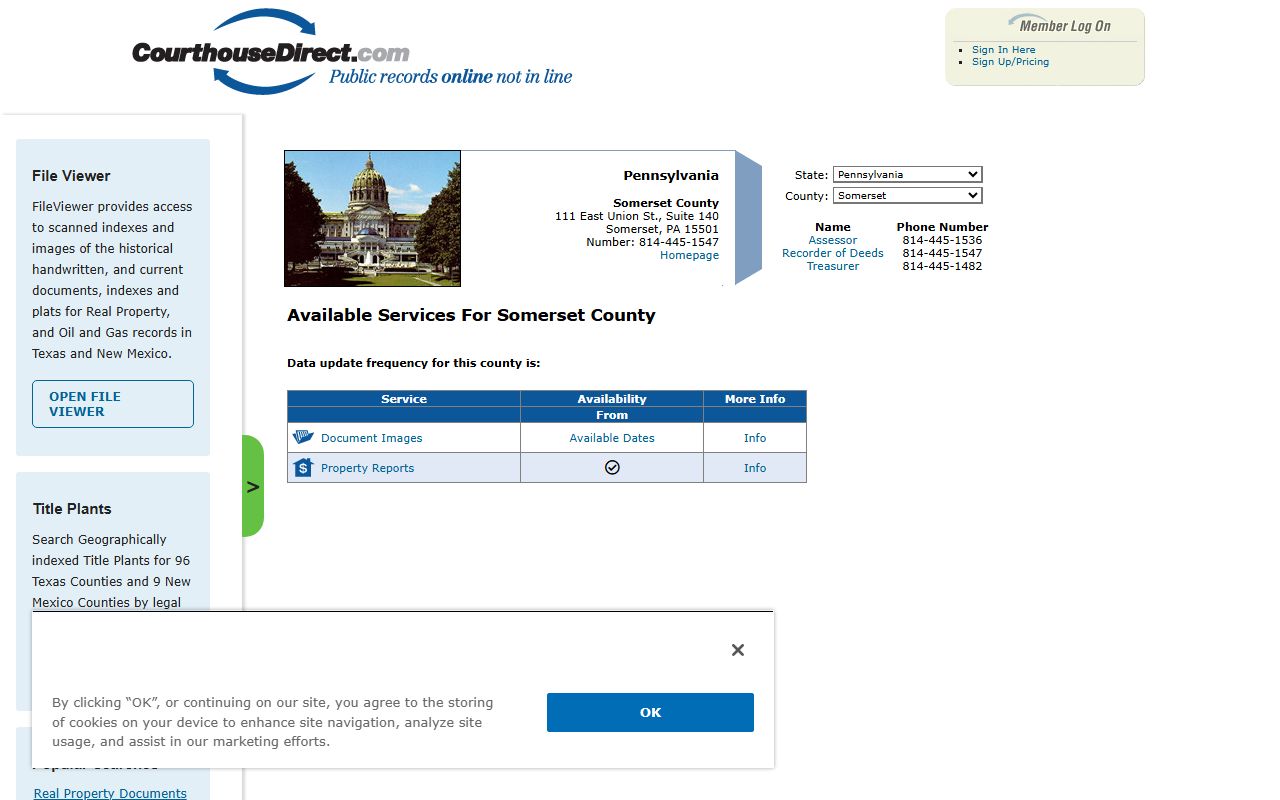 Somerset County deed records search on CourthouseDirect