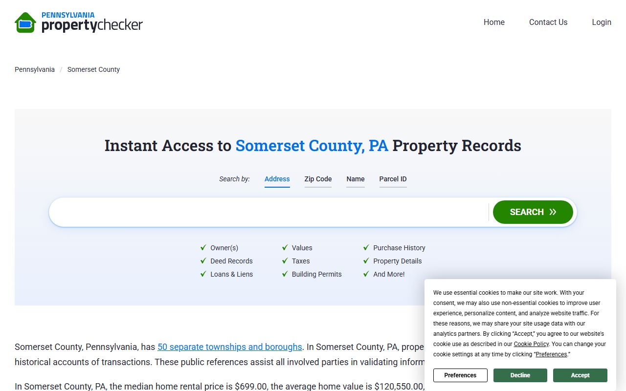 Somerset County property and deed records overview database