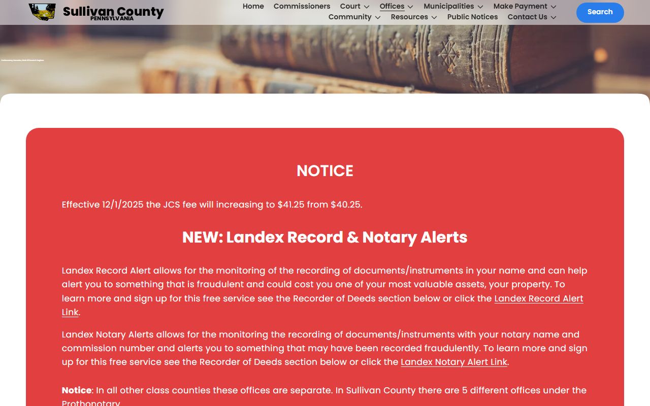 Sullivan County Prothonotary office handling deed records in Laporte