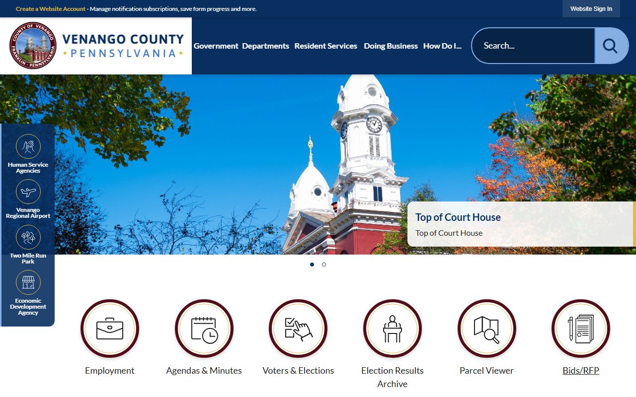 Venango County official website linking to deed records and recorder office