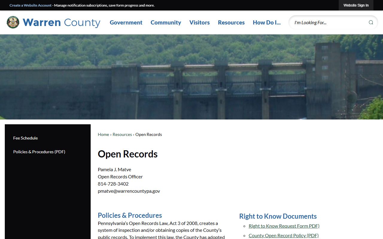 Warren County open records office for deed record requests