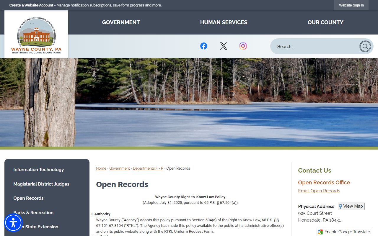 Wayne County open records office for deed records requests