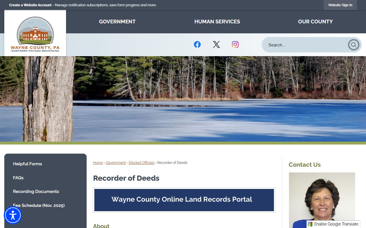 Wayne County Recorder of Deeds official page for deed records