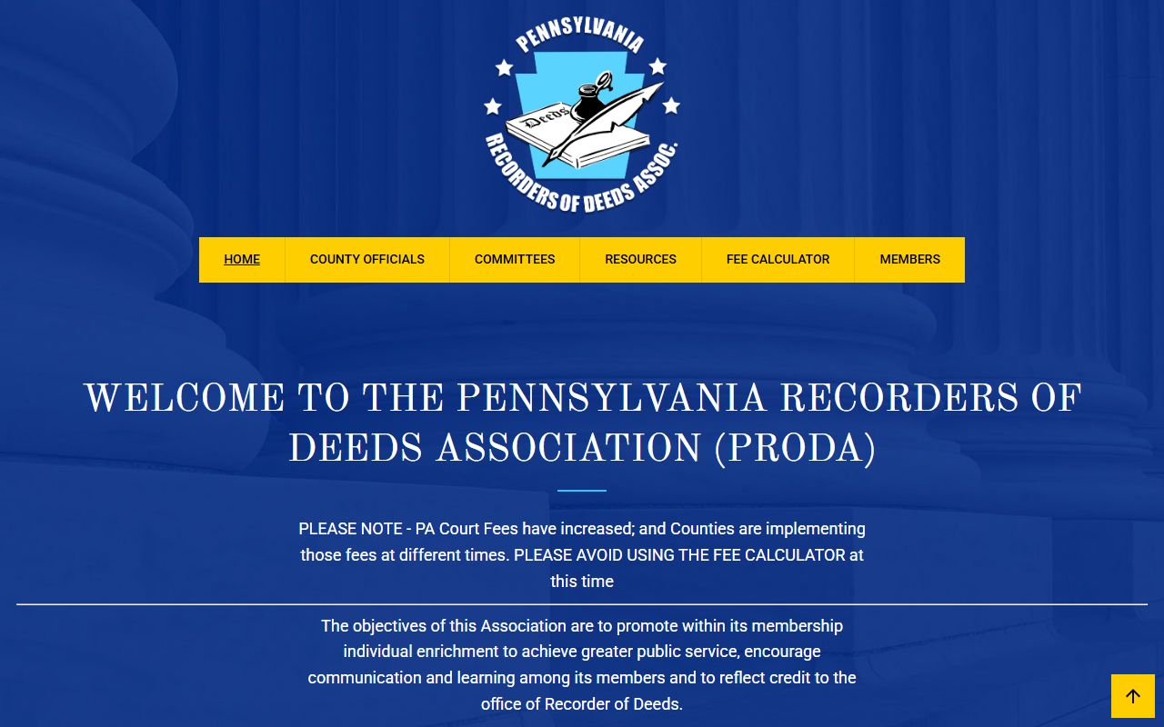 PRODA Pennsylvania Association of Recorders of Deeds website